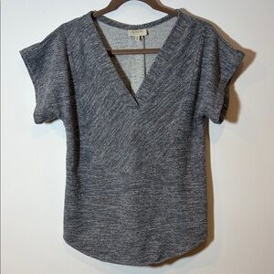 Koch Short Sleeve V-neck Sweatshirt-Heather Gray - M - 100% Cotton- Made in USA